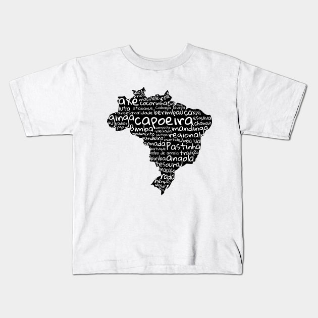 capoeira words black & white Kids T-Shirt by incantia